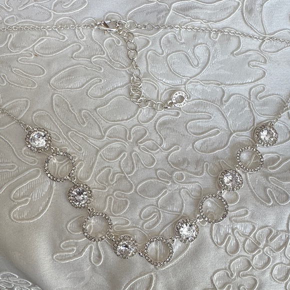 Anne Klein Elegant Silver Stone Necklace with Circular Accents - Picture 3 of 8